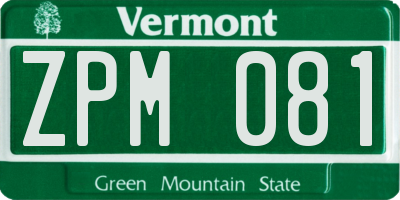 VT license plate ZPM081