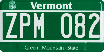 VT license plate ZPM082