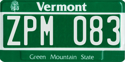 VT license plate ZPM083