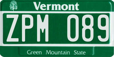 VT license plate ZPM089