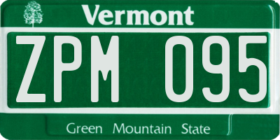 VT license plate ZPM095