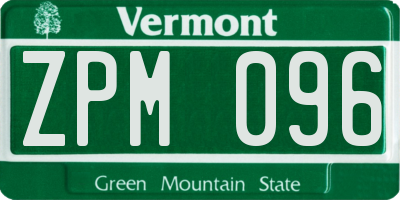 VT license plate ZPM096