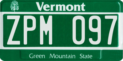 VT license plate ZPM097