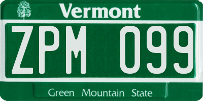 VT license plate ZPM099
