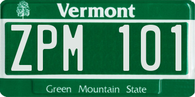 VT license plate ZPM101