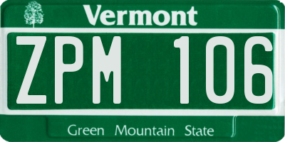 VT license plate ZPM106
