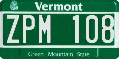 VT license plate ZPM108