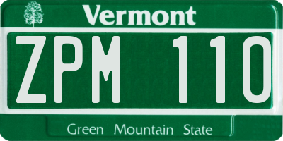VT license plate ZPM110