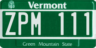 VT license plate ZPM111