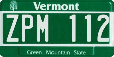 VT license plate ZPM112