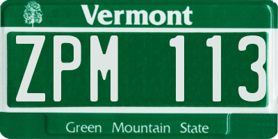 VT license plate ZPM113