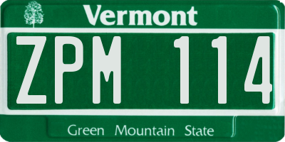 VT license plate ZPM114