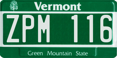 VT license plate ZPM116
