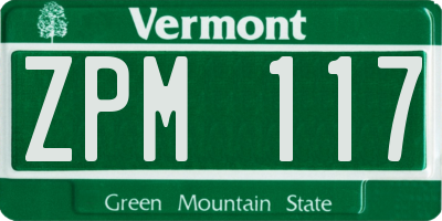 VT license plate ZPM117