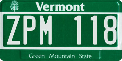 VT license plate ZPM118