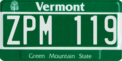 VT license plate ZPM119