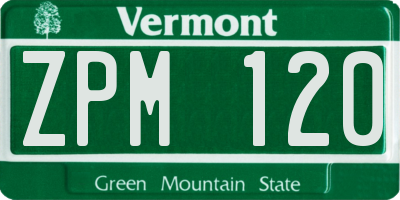 VT license plate ZPM120