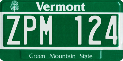 VT license plate ZPM124
