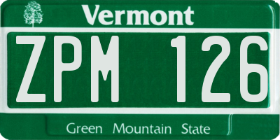 VT license plate ZPM126