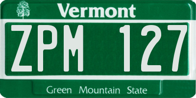 VT license plate ZPM127