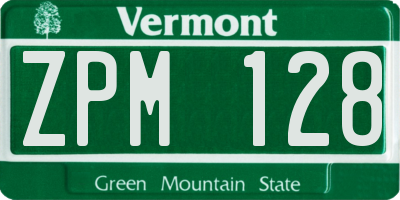 VT license plate ZPM128
