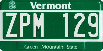 VT license plate ZPM129