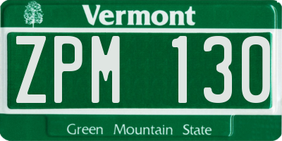 VT license plate ZPM130