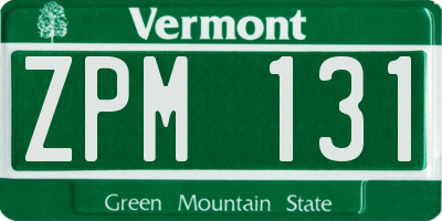 VT license plate ZPM131