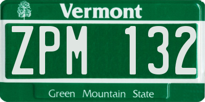 VT license plate ZPM132