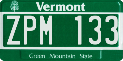VT license plate ZPM133