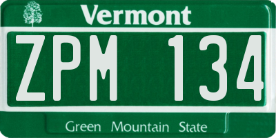 VT license plate ZPM134