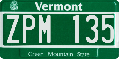 VT license plate ZPM135