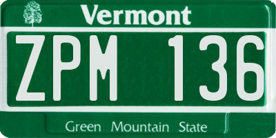 VT license plate ZPM136