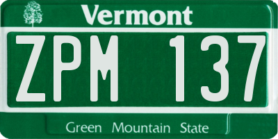 VT license plate ZPM137