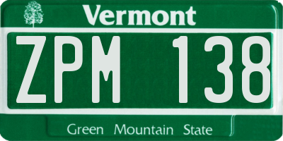 VT license plate ZPM138