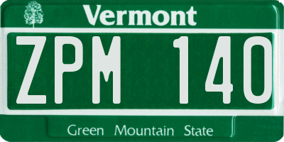 VT license plate ZPM140