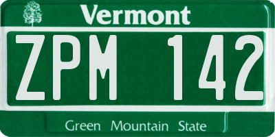 VT license plate ZPM142