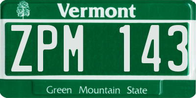 VT license plate ZPM143