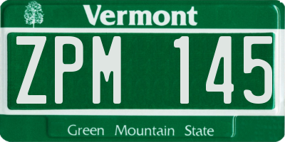 VT license plate ZPM145