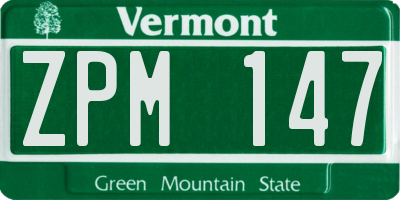 VT license plate ZPM147