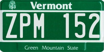 VT license plate ZPM152