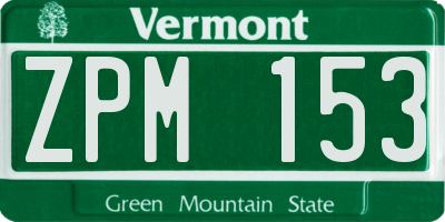 VT license plate ZPM153