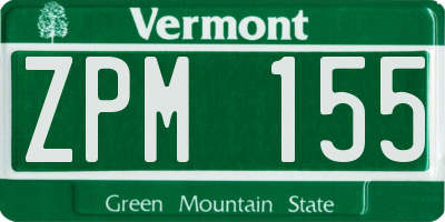 VT license plate ZPM155