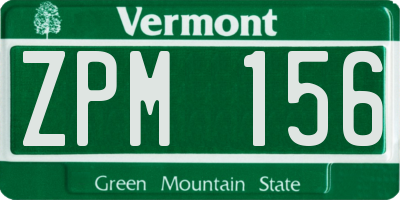 VT license plate ZPM156