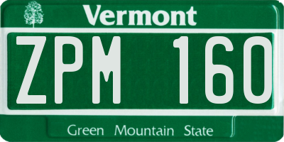 VT license plate ZPM160