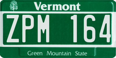 VT license plate ZPM164