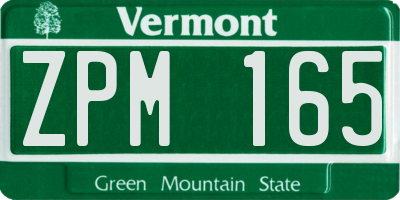 VT license plate ZPM165