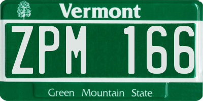 VT license plate ZPM166