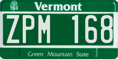 VT license plate ZPM168