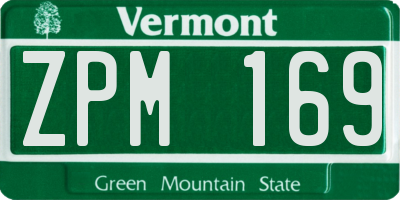 VT license plate ZPM169